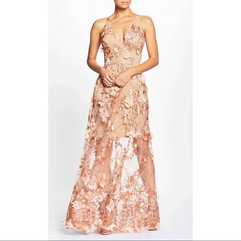 Dress the Population Sidney dress  in peach/nude
